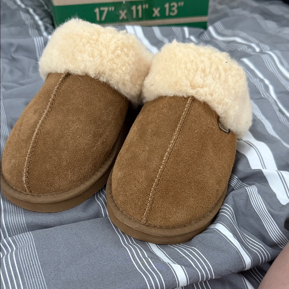 PAWZ Brown Slippers with Soft Cream Lining